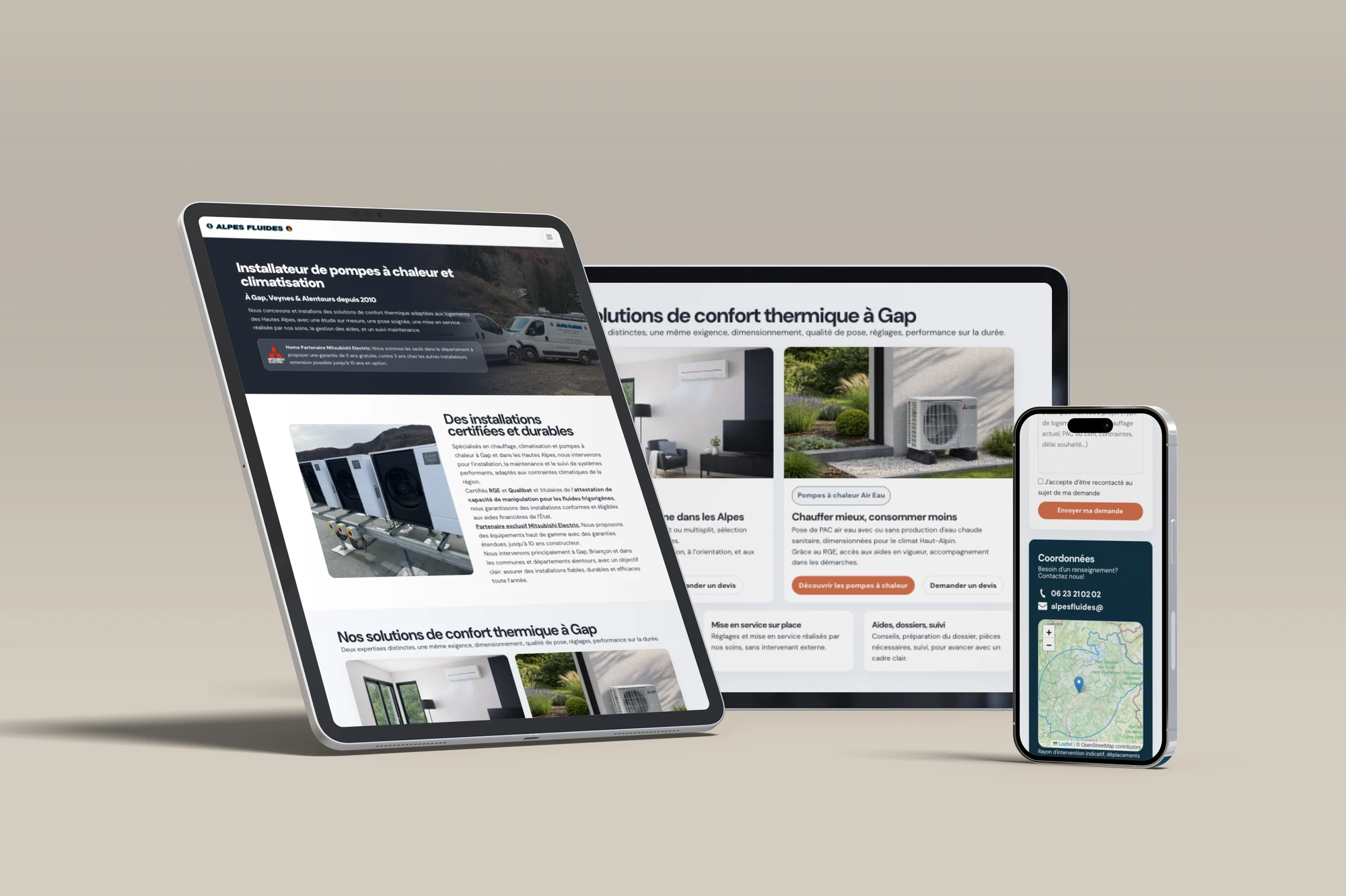 mockup d'un téléphone affichant le site fiftydrive.fr