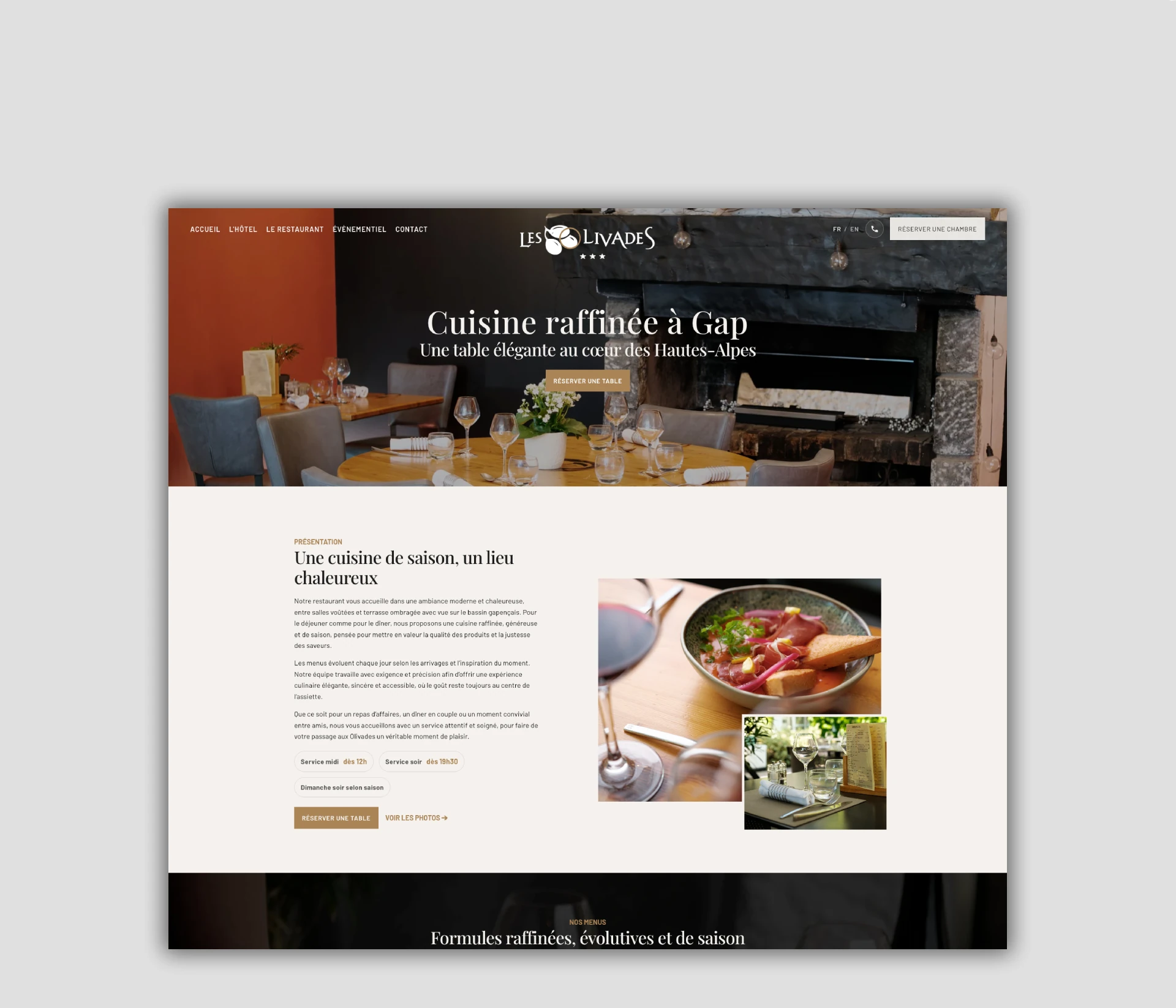 mockup d'un ordinateur affichant le nouveau site les olivades
