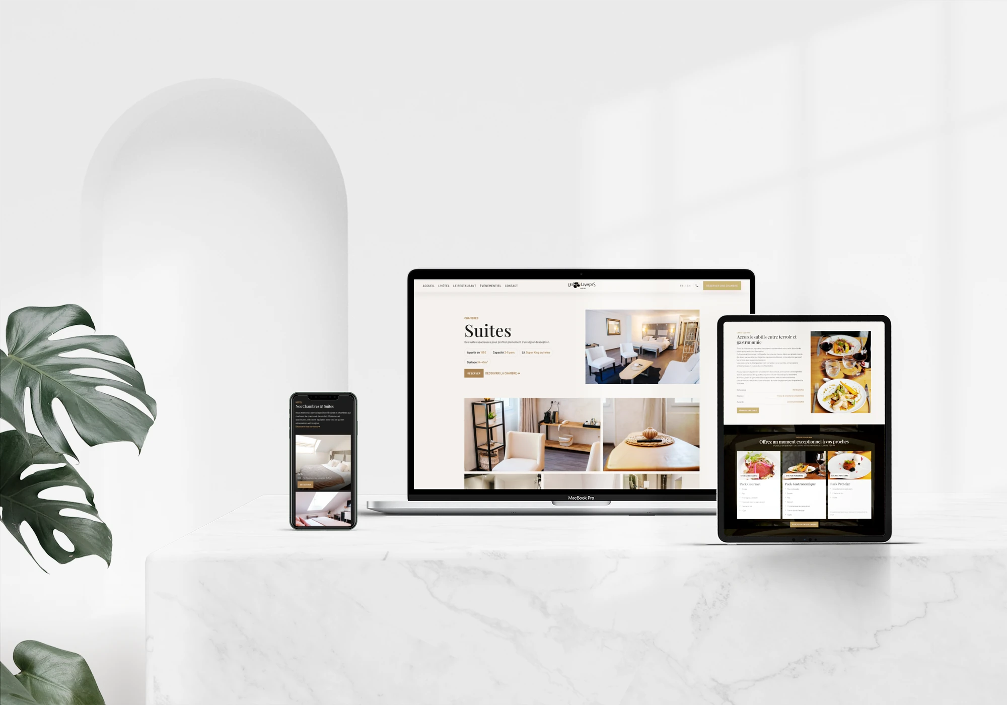 mockup d'un téléphone affichant le site les olivades
