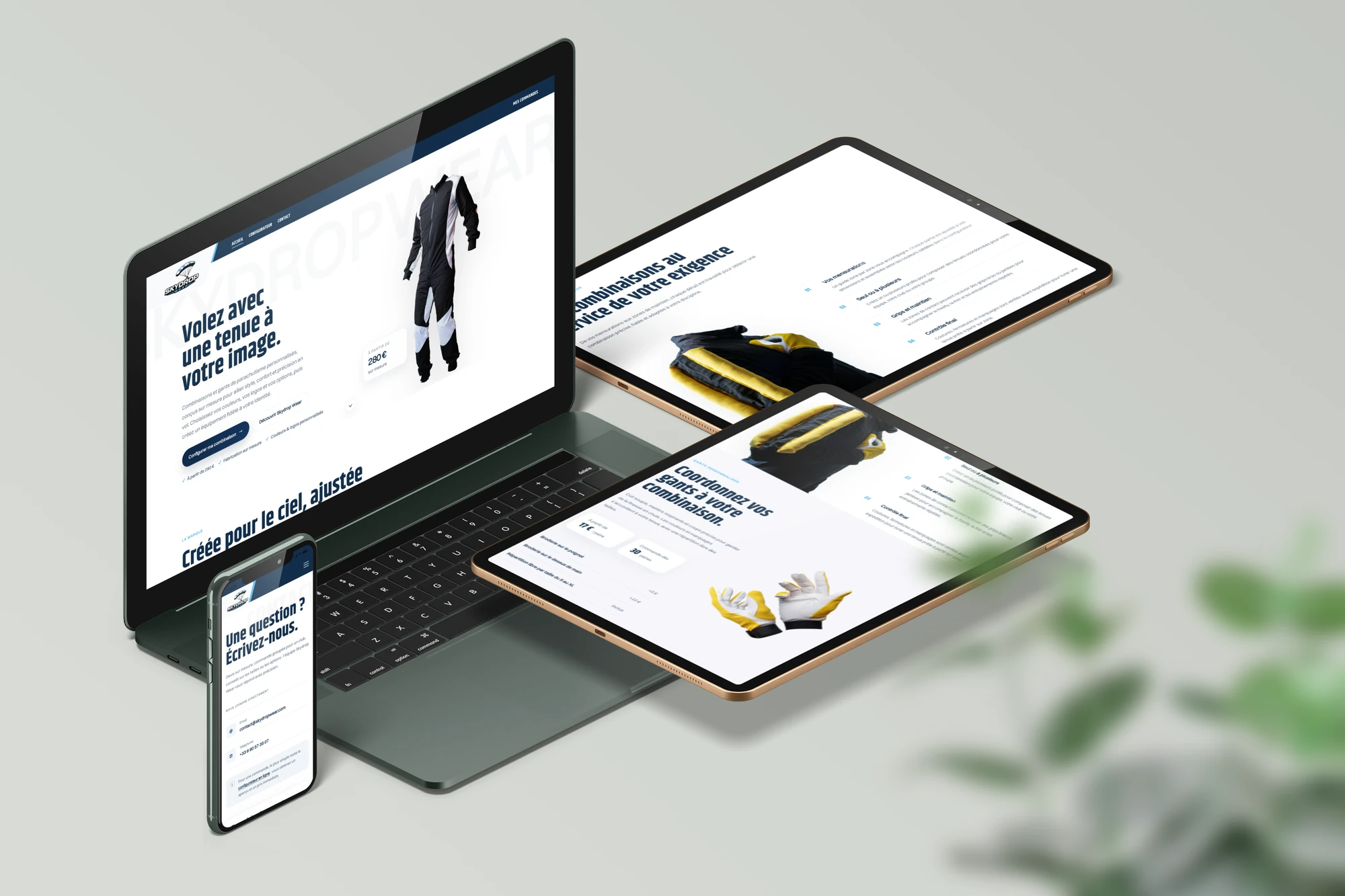 mockup d'un téléphone affichant le site les olivades